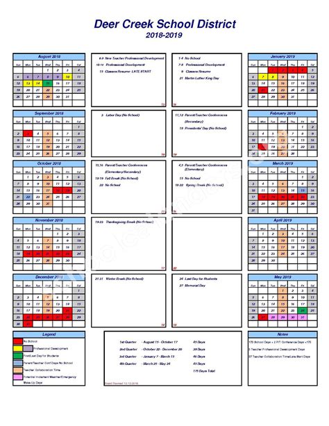 Deer Creek Schools Calendar