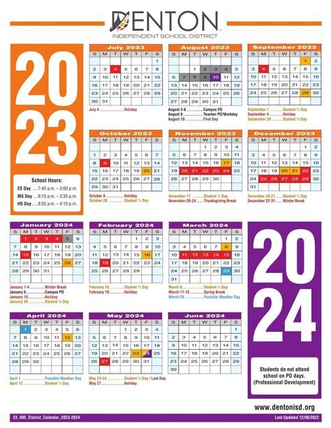 Denison Calendar Layout