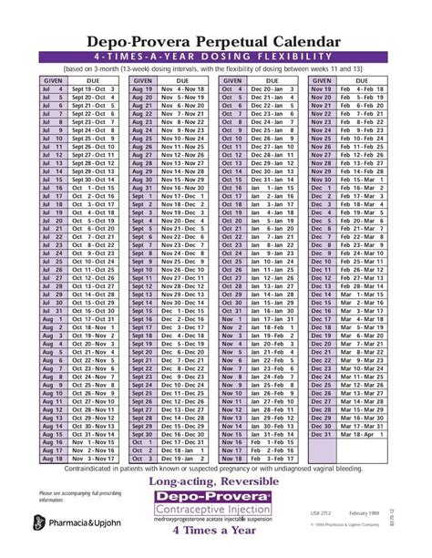 Example of a Depo Calendar