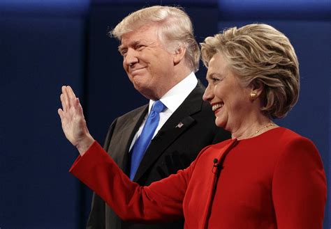 Donald Trump and Hillary Clinton shaking hands