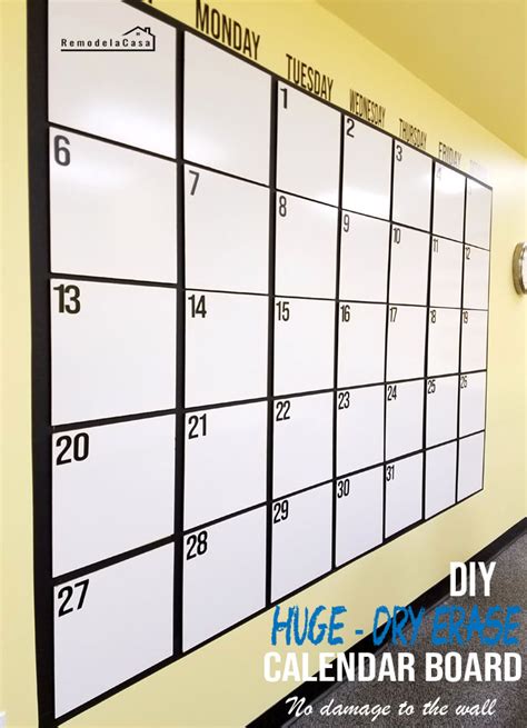 Dry Erase Wall Calendar DIY Projects