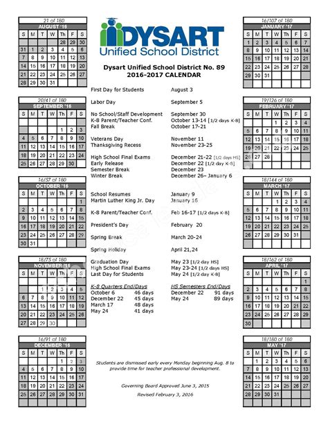 Dysart School Calendar Image 3