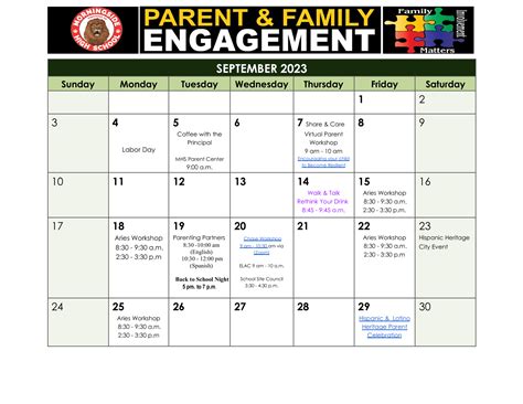 EUSD Calendar Parent Engagement