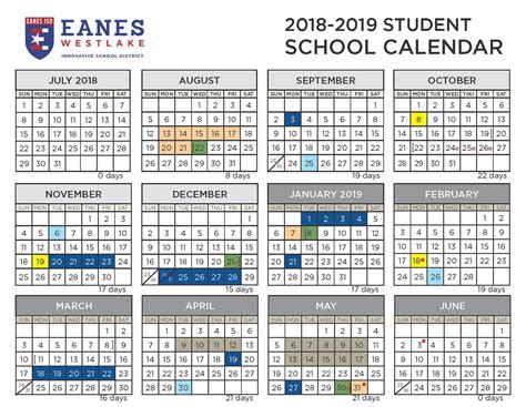 Eanes School Calendar Overview