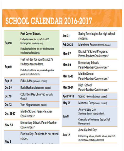 Educational Calendar