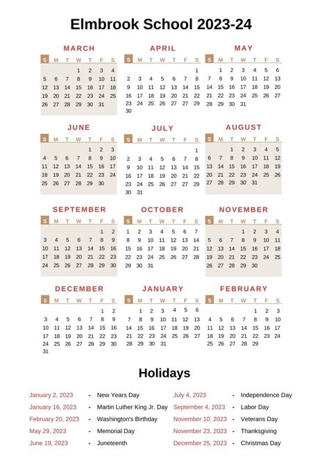 Elmbrook Schools Calendar Holidays