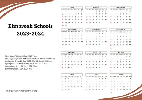 Elmbrook Schools Calendar Important Dates