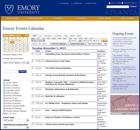 Emory University Calendar Image