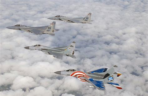 F-15 Eagle and MiG-29 Fulcrum on display