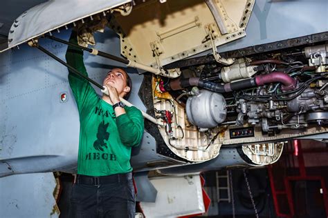 F/A-18 Hornet maintenance crew at work