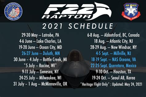 F-22 Demo Team Schedule