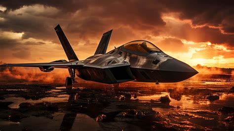 F-22 Raptor at sunset