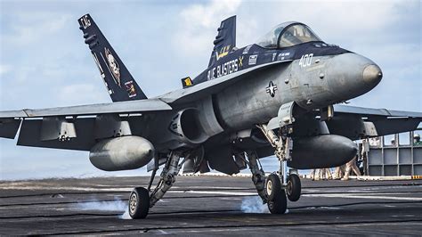 F/A-18 Legacy Hornet on an aircraft carrier