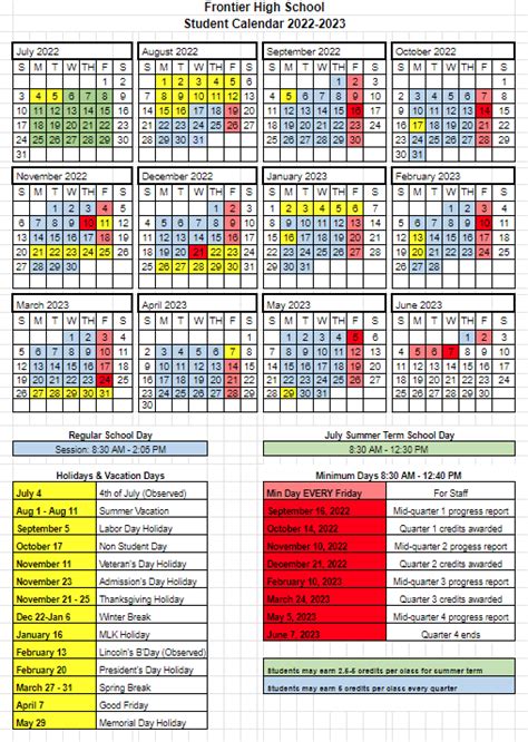 FHS Calendar Structure