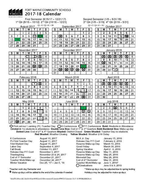 FWCS Calendar Professional Development