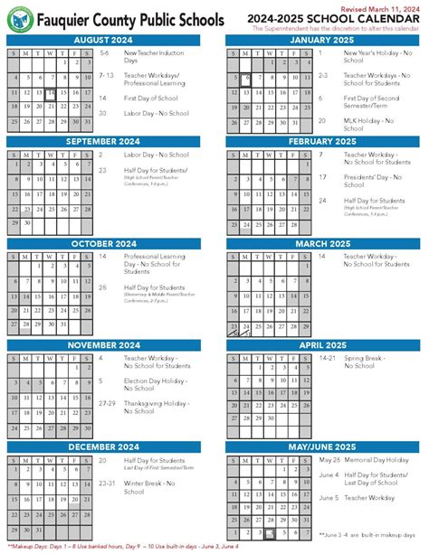 Fauquier County Schools Calendar Overview