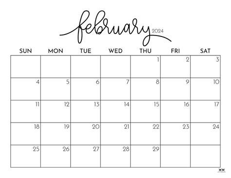 February Calendar Printable