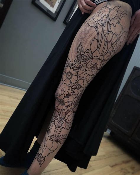 Floral Leg Sleeve Tattoo