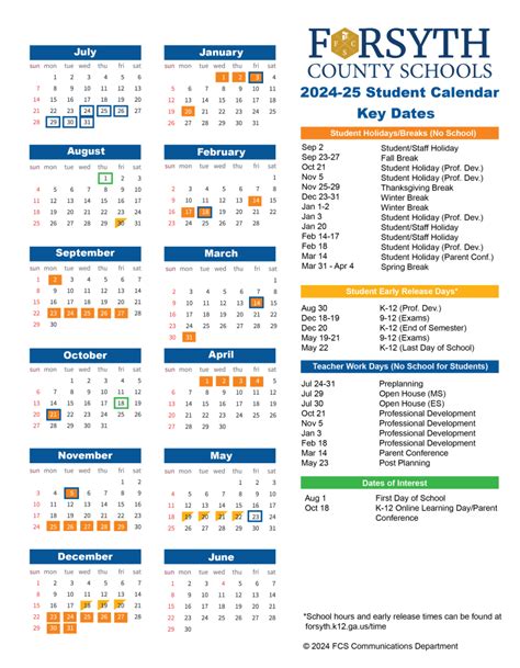 Forsyth Schools Calendar Overview