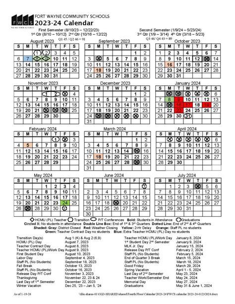 Fort Wayne Community Schools Calendar