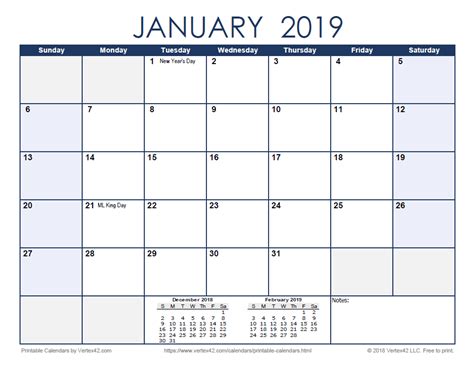 Free Calendar Printable Template Download