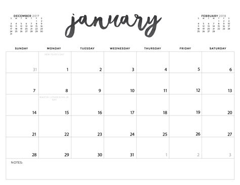 Free Calendar Template Printable Download