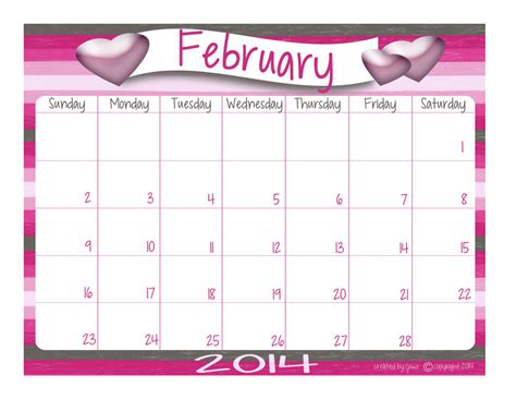 Free February Printable Calendar