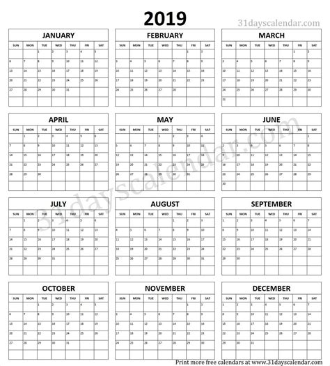 Free Printable Annual Calendar Ideas