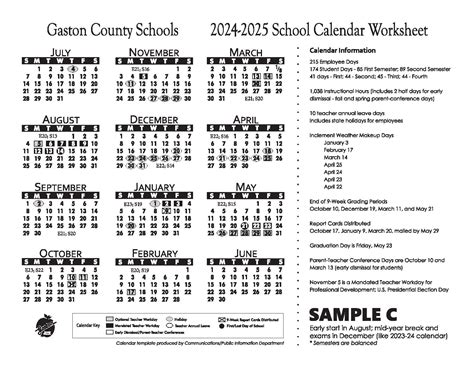 Gaston County School Dates