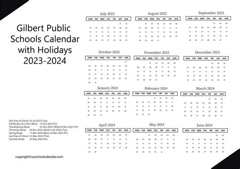 Gilbert Schools Calendar Image 10