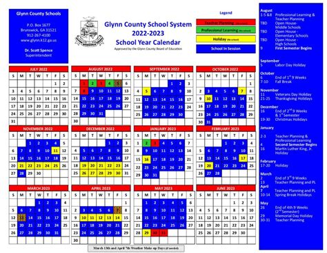 Glynn County Schools Calendar Image 1