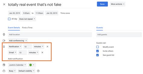 Google Calendar Notification Settings