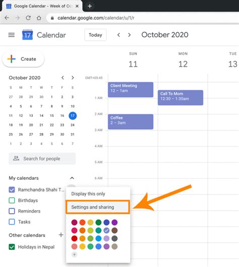 Google Calendar Sharing Options