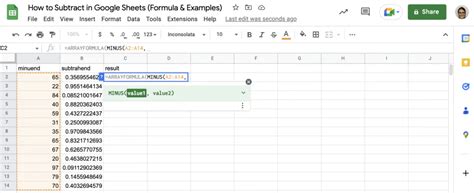 Google Sheets Date Subtraction