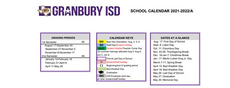 Granbury Isd Calendar Image 1