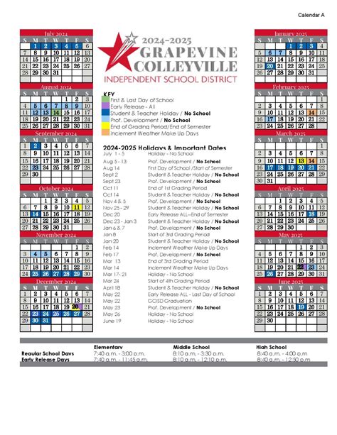 Grapevine ISD Calendar Image 1