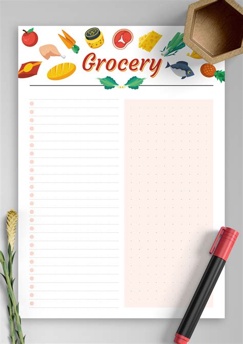 Grocery List Printable Template Design