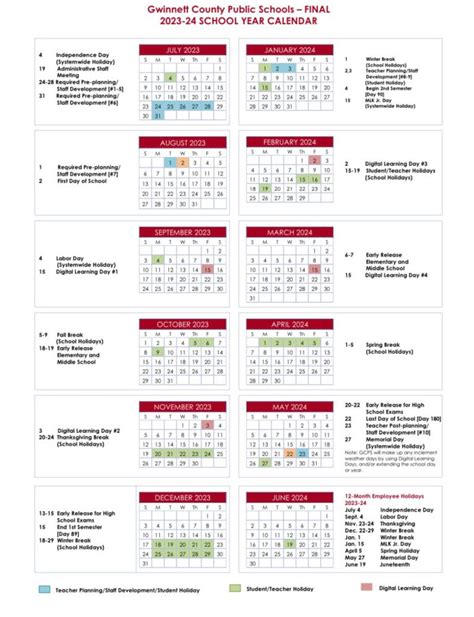 Gwinnett School Calendar Layout