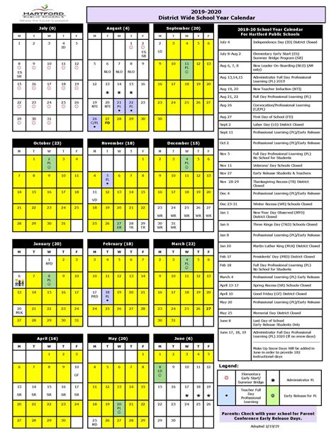 Hartford Public Schools Calendar Overview