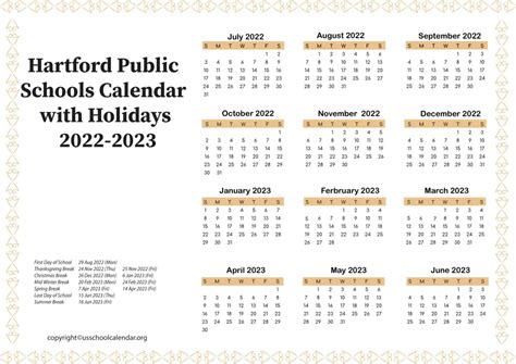 Hartford Public Schools Calendar Contact Information