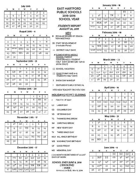 Hartford Public Schools Calendar Overview