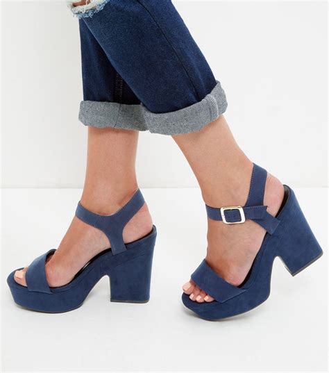 Heeled Navy Blue Sandals