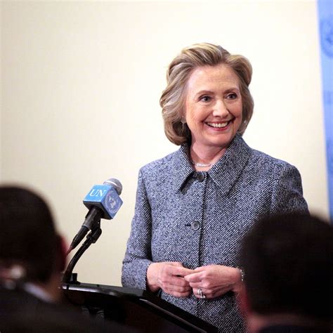 Hillary Clinton speaking at a podium