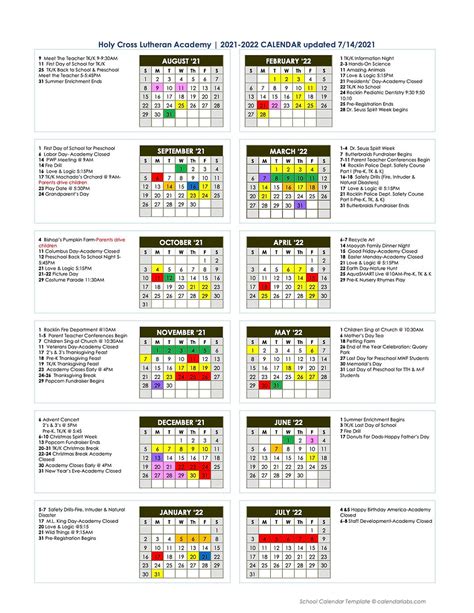 Holy Cross Academic Calendar