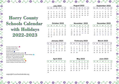 Horry County Schools Calendar Image 3