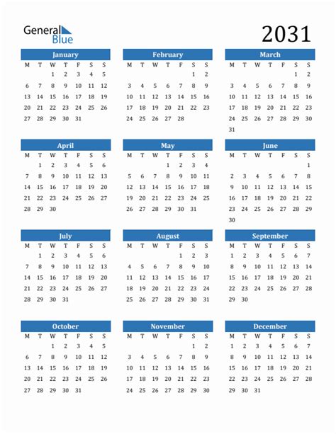 How to Use a 2031 Calendar Effectively