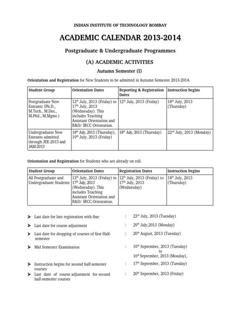 IIT Academic Calendar Tips