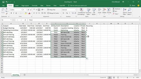 Importing Calendar Grids from CSV Files