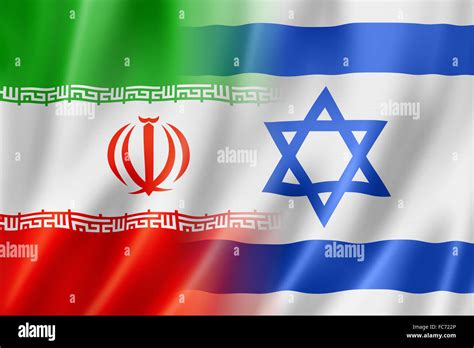 Flags of Iran and Israel