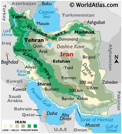 Map of Iran and Israel in the Middle East